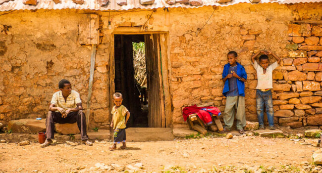 Ethiopian children in the streets poor